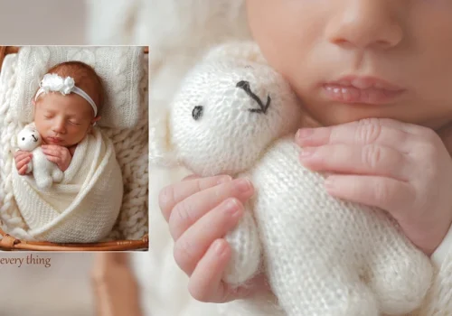 baby-photo (9) عکس آتلیه نوزاد دختر که عروسک خود را در خواب بغل کرده است